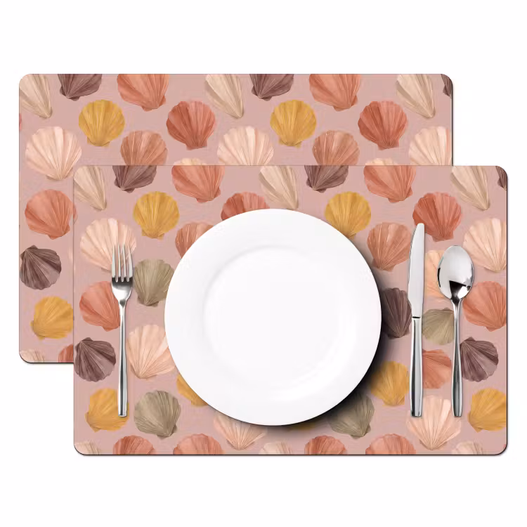 Placemat - 6 stuks - Schelp - Patroon - Zee - Aquarel - Aardetinten — 2