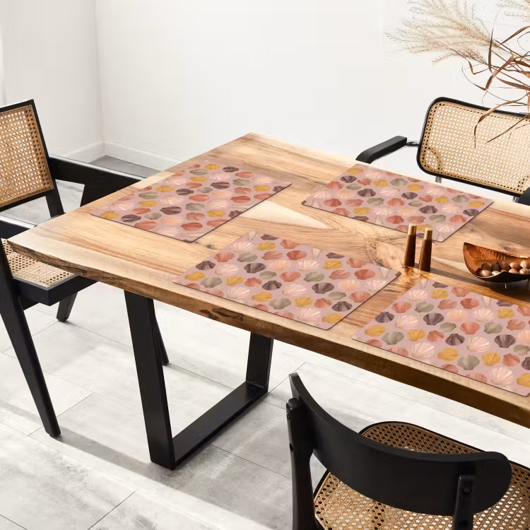 Placemat - 6 stuks - Schelp - Patroon - Zee - Aquarel - Aardetinten — 5