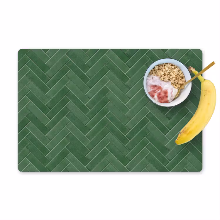 Placemat - 6 stuks - Visgraat - Wandtegel - Bosgroen — 1
