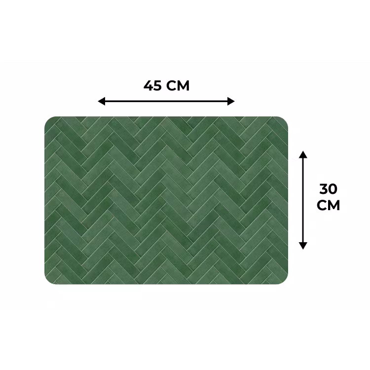Placemat - 6 stuks - Visgraat - Wandtegel - Bosgroen — 3