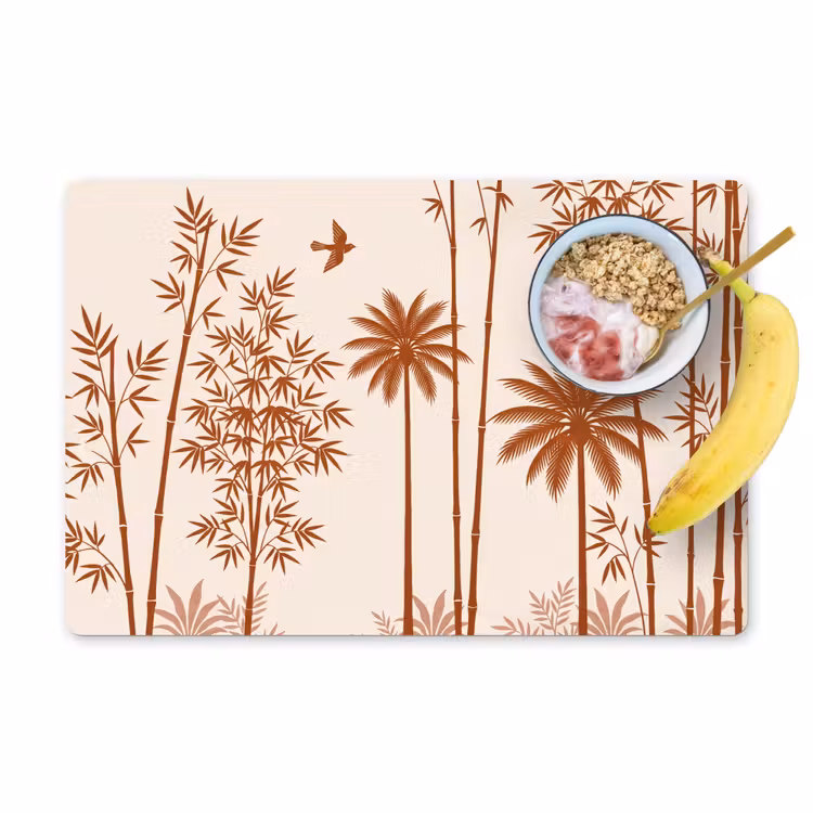 Placemat - 6 stuks - Vogel - Boom - Tropisch - Minimalistisch - Bruin — 1