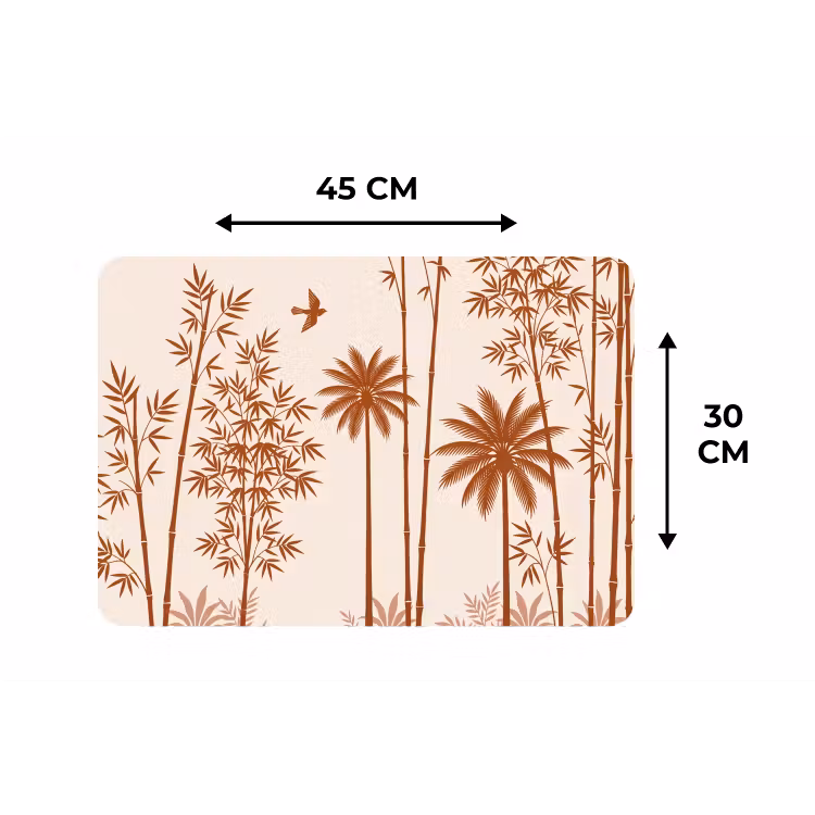 Placemat - 6 stuks - Vogel - Boom - Tropisch - Minimalistisch - Bruin — 3