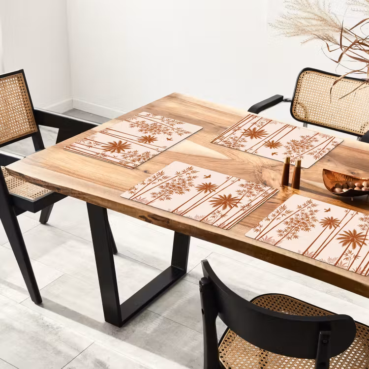 Placemat - 6 stuks - Vogel - Boom - Tropisch - Minimalistisch - Bruin — 5