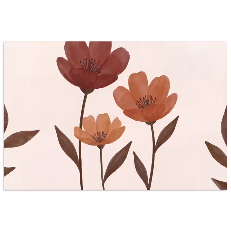 Poster - Bloemen - Abstract - Modern - Bruin - Decoratief — 1