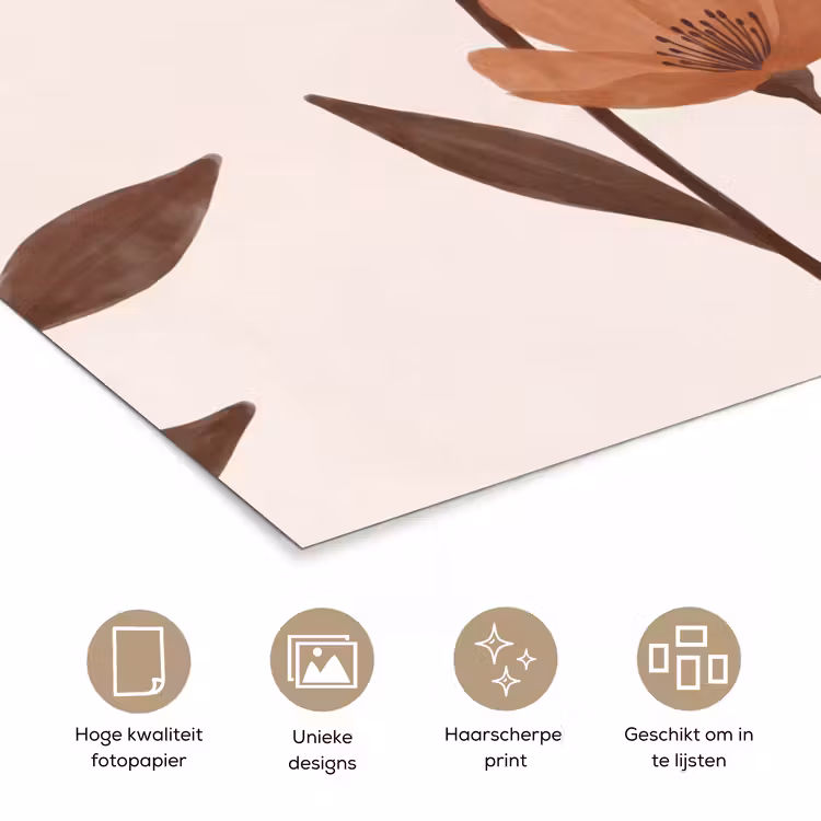 Poster - Bloemen - Abstract - Modern - Bruin - Decoratief — 5