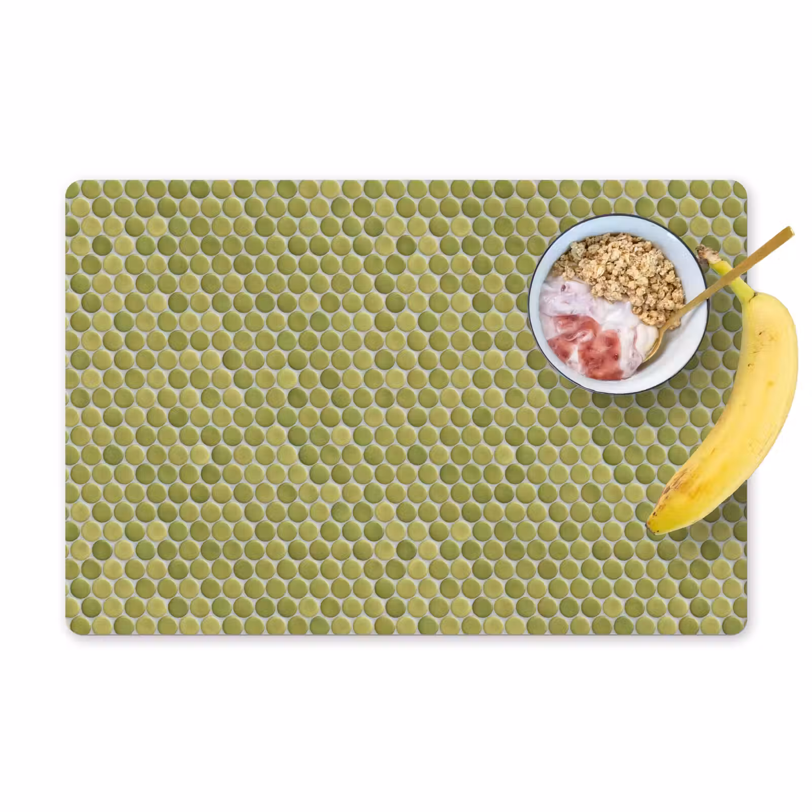 Placemat - 6 stuks - Penny - Mozaïek - Olijfgroen — 1