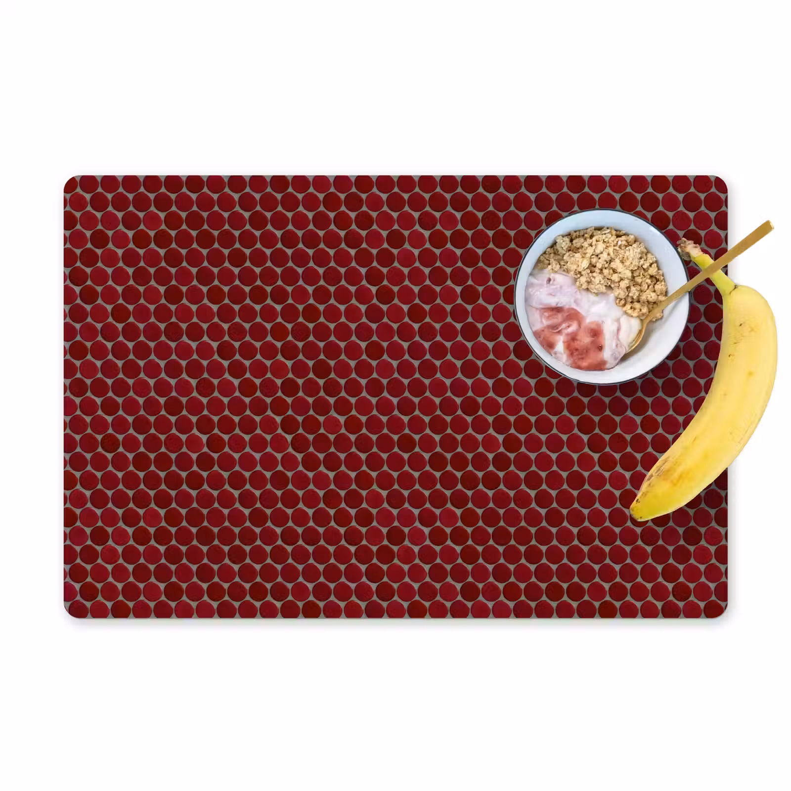 Placemat - 6 stuks - Penny - Mozaïek - Rond - Rood — 1