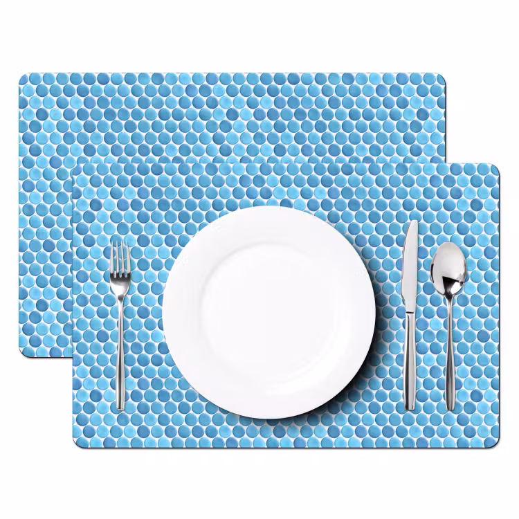 Placemat - 6 stuks - Penny - Mozaïek - Lichtblauw — 2