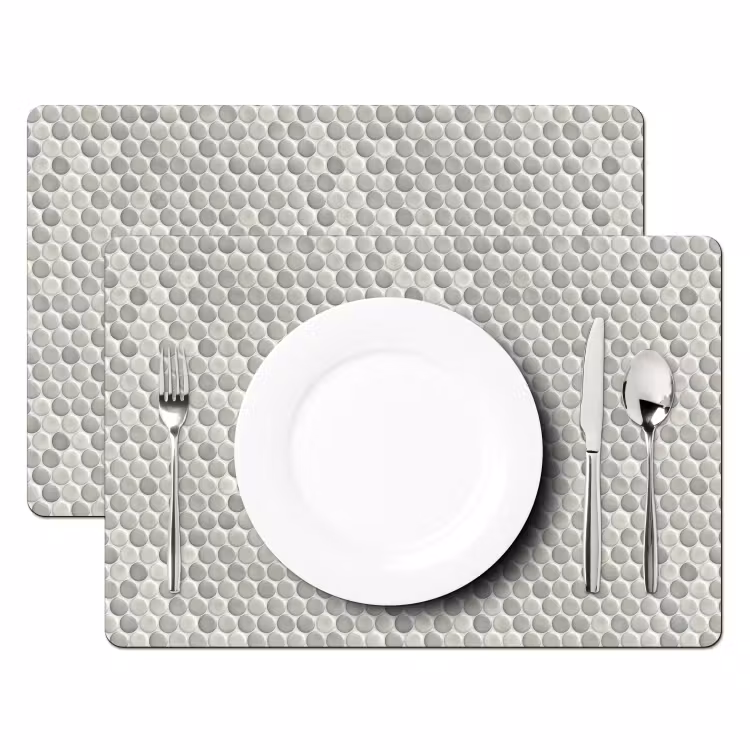 Placemat - 6 stuks - Penny - Mozaïek - Lichtgrijs — 2