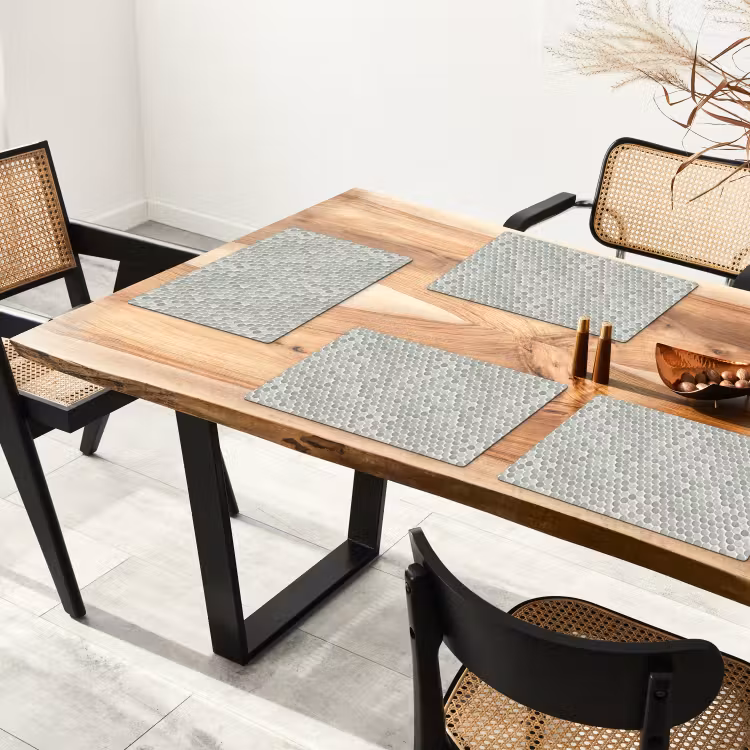 Placemat - 6 stuks - Penny - Mozaïek - Lichtgrijs — 5