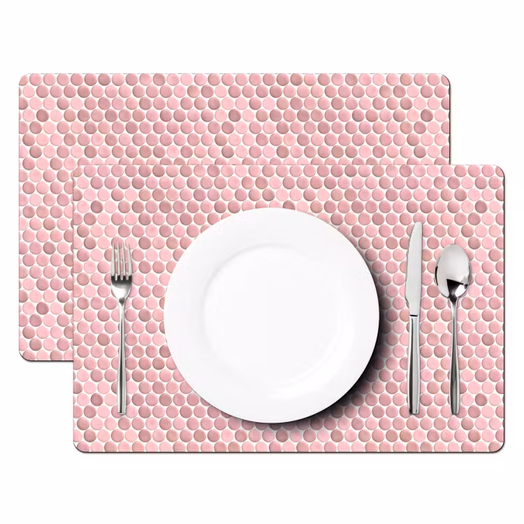 Placemat - 6 stuks - Penny - Mozaïek - Lichtroze — 2