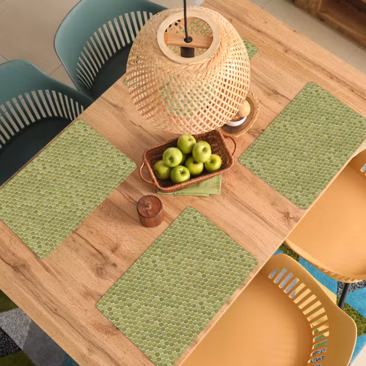 Placemat - 6 stuks - Penny - Mozaïek - Olijfgroen — 6