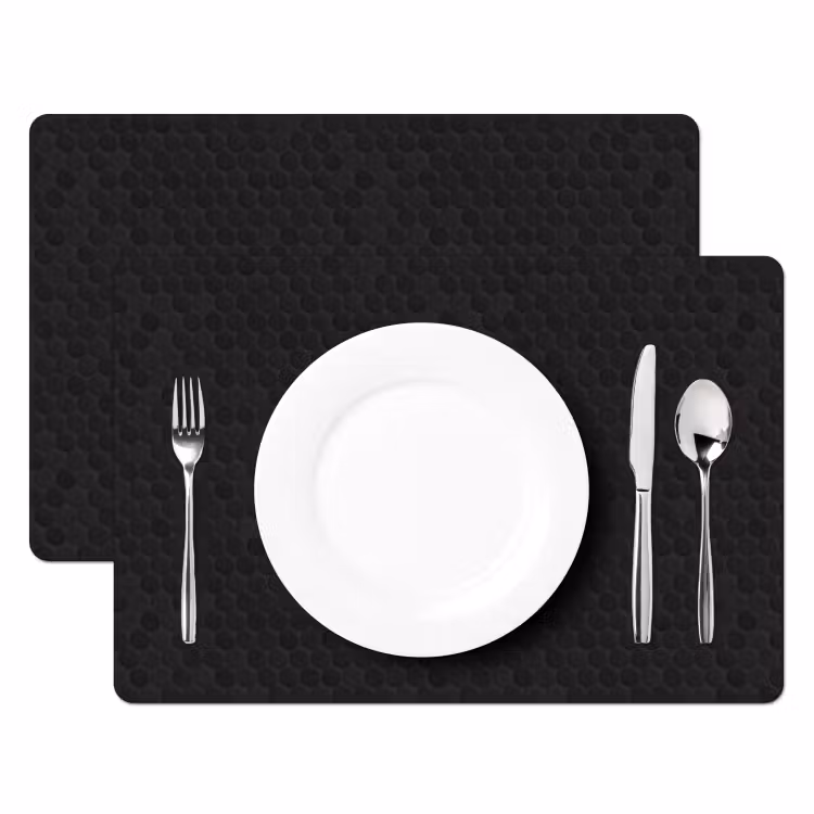 Placemat - 6 stuks - Penny - Tegel - Mat - Zwart — 2