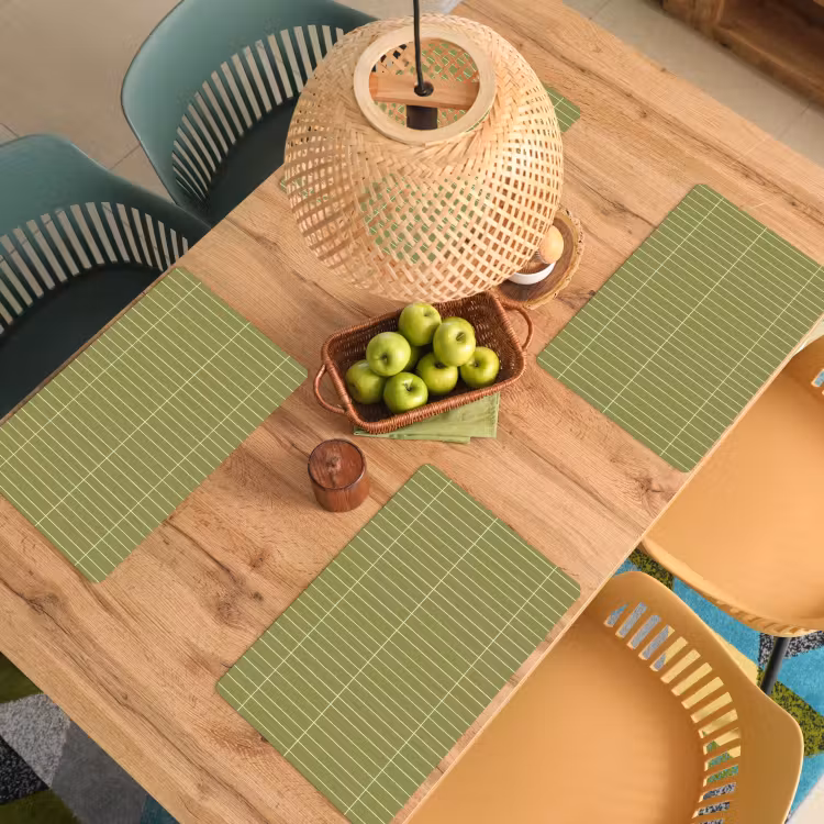 Placemat - 6 stuks - Verticaal - Wandtegel - Olijfgroen — 6