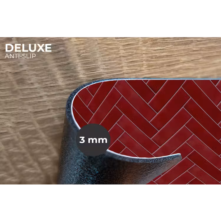 Placemat - 6 stuks - Visgraat - Wandtegel - Bordeaux - Rood — 4
