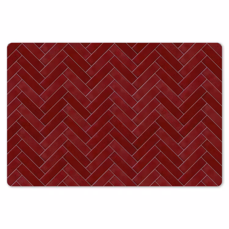 Placemat - 6 stuks - Visgraat - Wandtegel - Bordeaux - Rood — 7