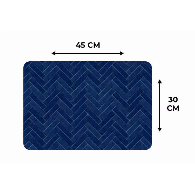 Placemat - 6 stuks - Visgraat - Wandtegel - Donkerblauw - Navy Blue — 3