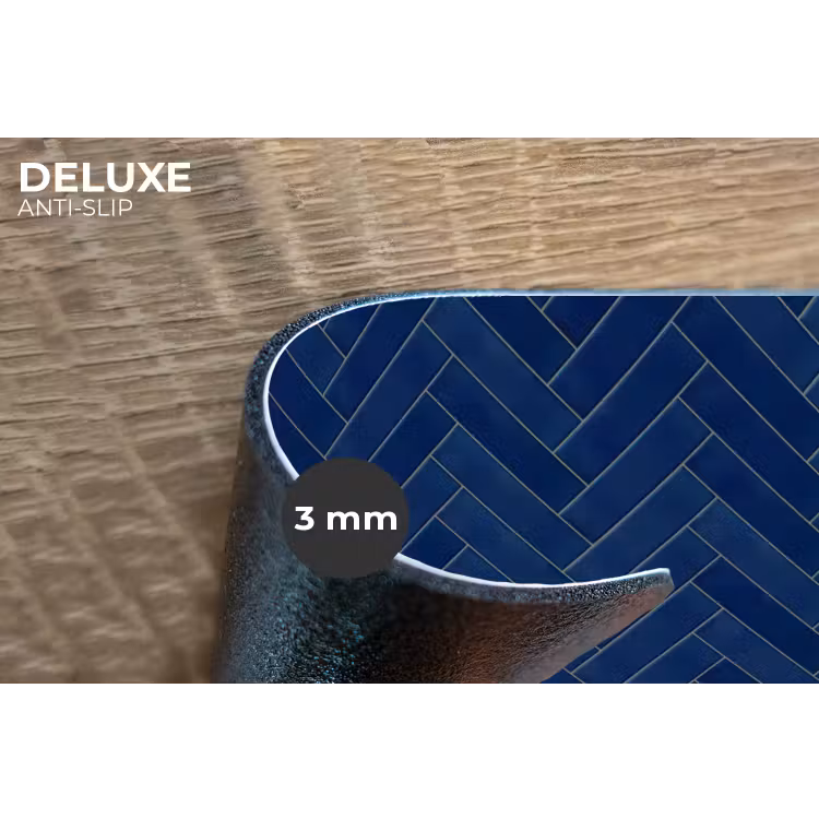 Placemat - 6 stuks - Visgraat - Wandtegel - Donkerblauw - Navy Blue — 4