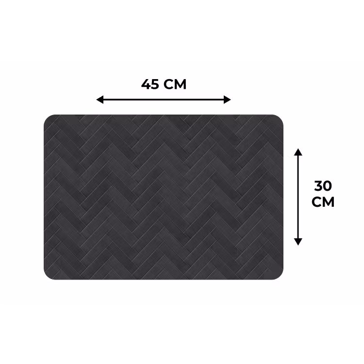 Placemat - 6 stuks - Visgraat - Wandtegel - Donkergrijs — 3