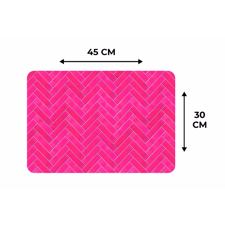 Placemat - 6 stuks - Visgraat - Wandtegel - Fuchsia - Roze — 3