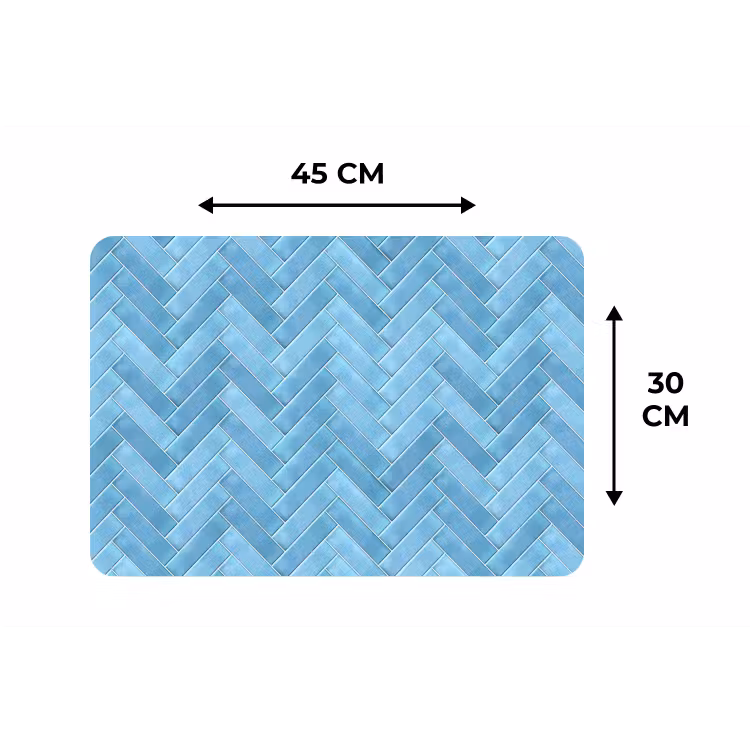 Placemat - 6 stuks - Visgraat - Wandtegel - Lichtblauw — 3