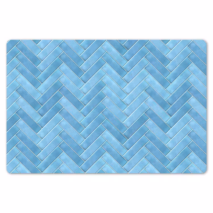 Placemat - 6 stuks - Visgraat - Wandtegel - Lichtblauw — 7