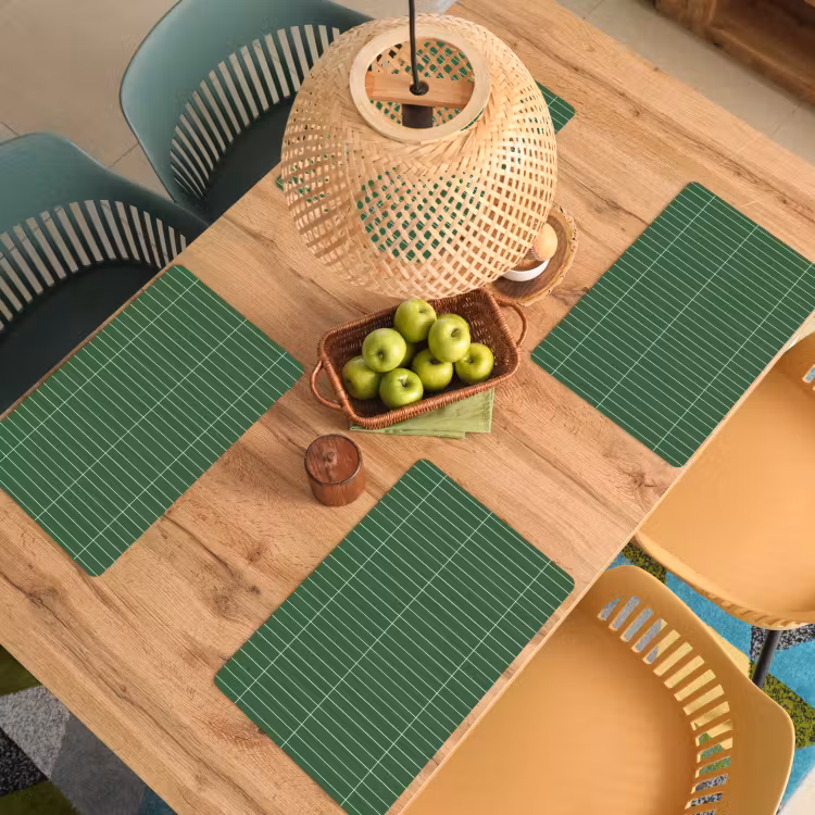 Placemat - 6 stuks - Wandtegel - Verticaal - Donkergroen — 6