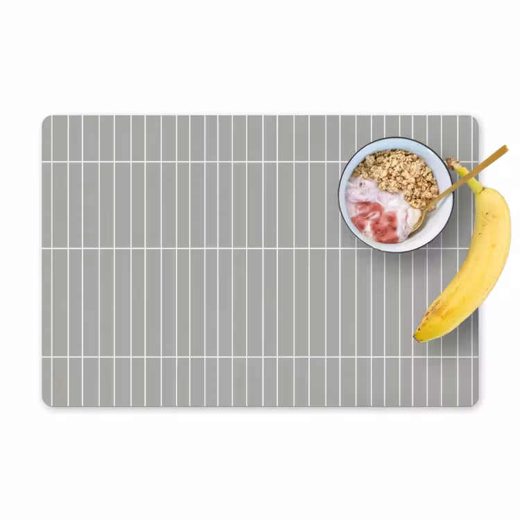 Placemat - 6 stuks - Wandtegel - Verticaal - Lichtgrijs — 1