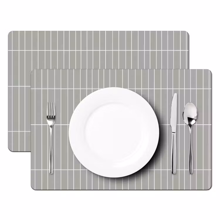 Placemat - 6 stuks - Wandtegel - Verticaal - Lichtgrijs — 2