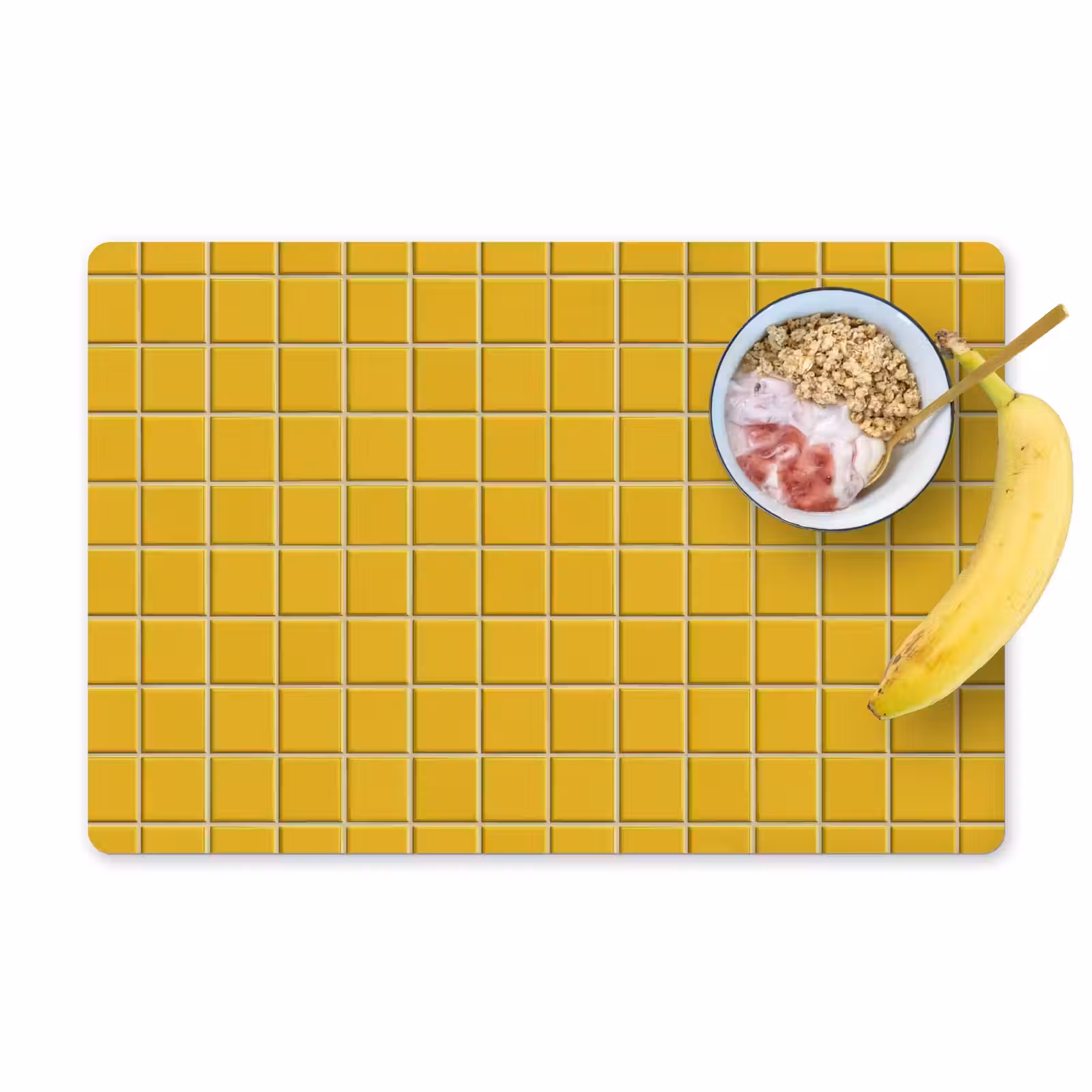 Placemat - 6 stuks - Patroon - Tegel - Okergeel — 1