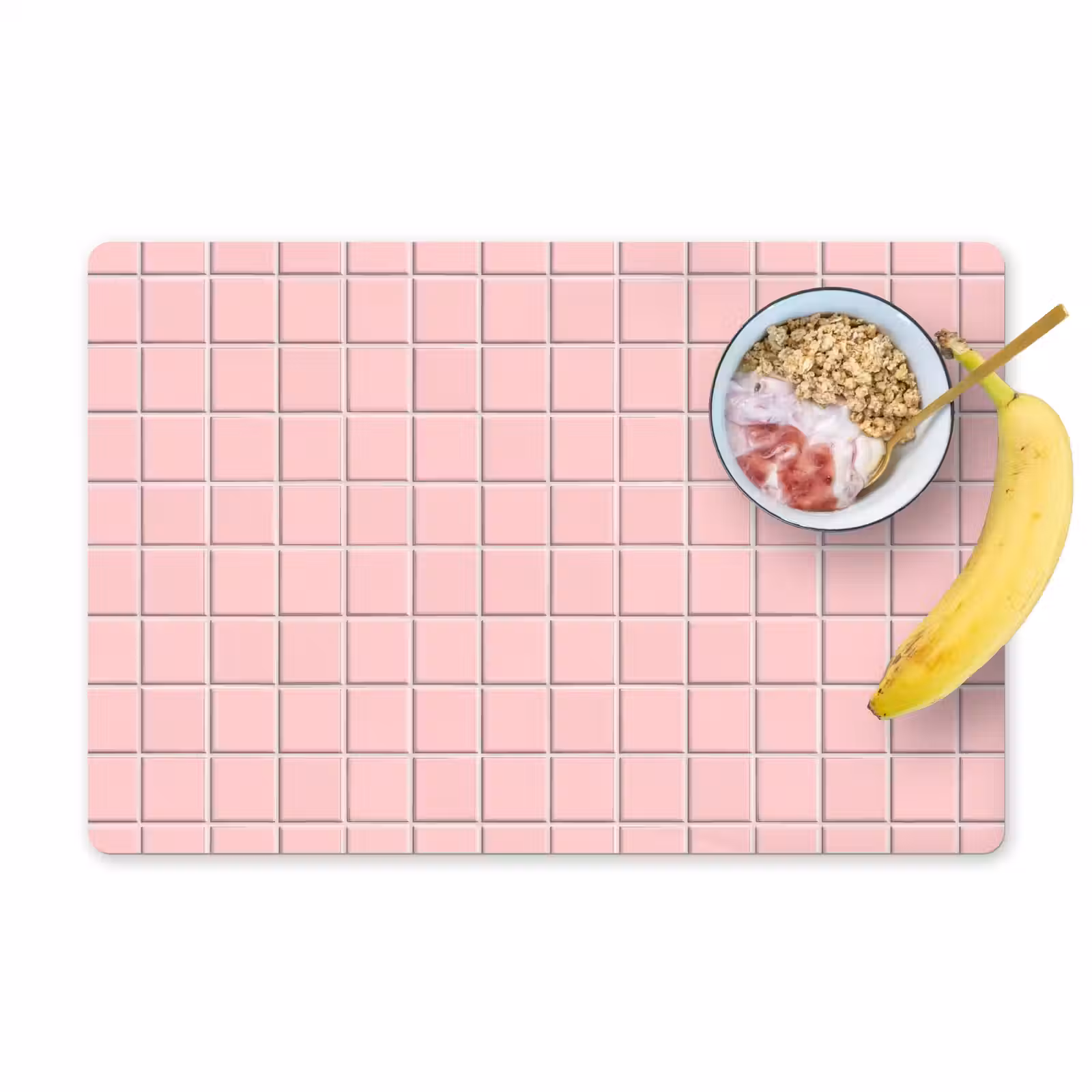 Placemat - 6 stuks - Patroon - Tegel - Pastelroze — 1