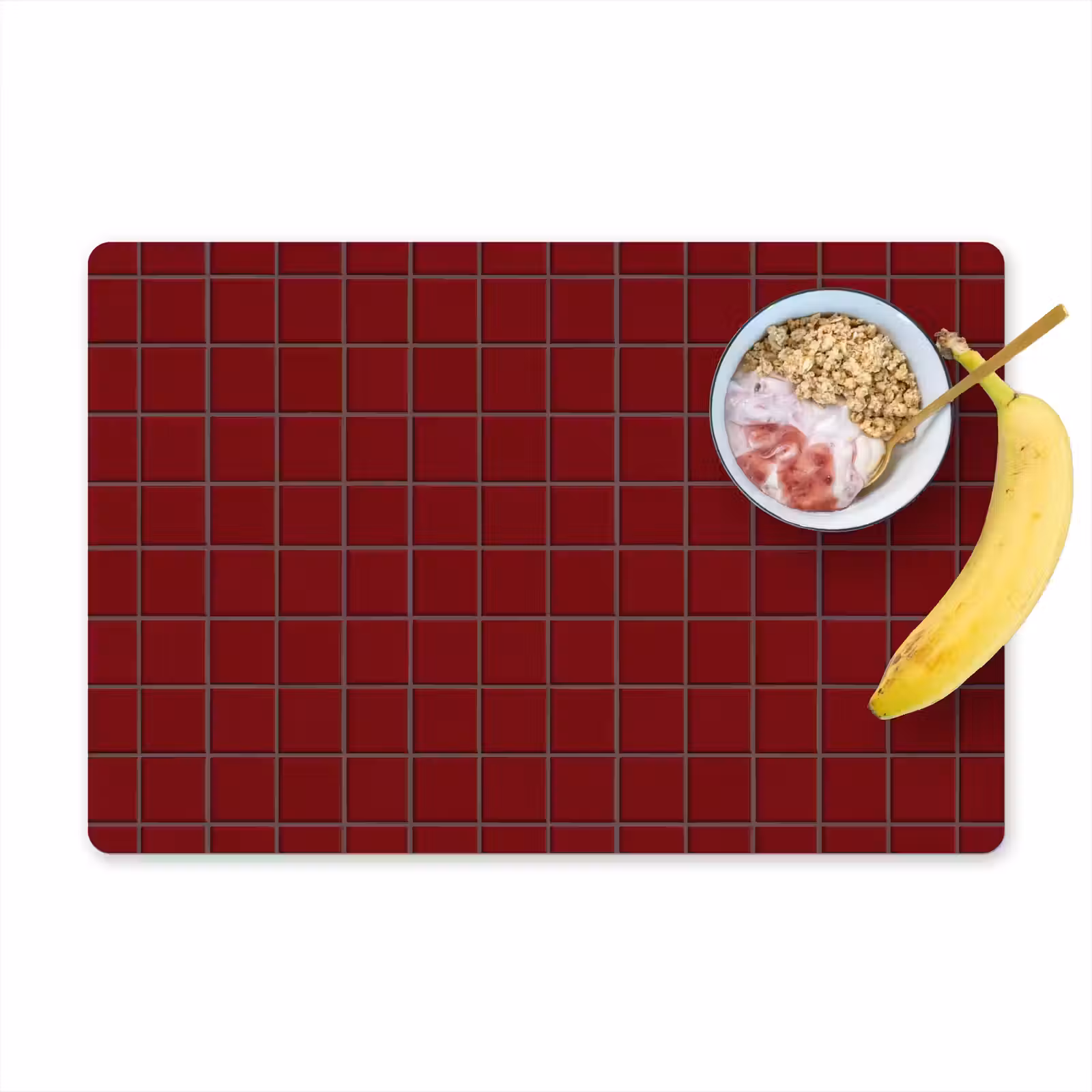 Placemat - 6 stuks - Patroon - Tegels - Burgundy — 1