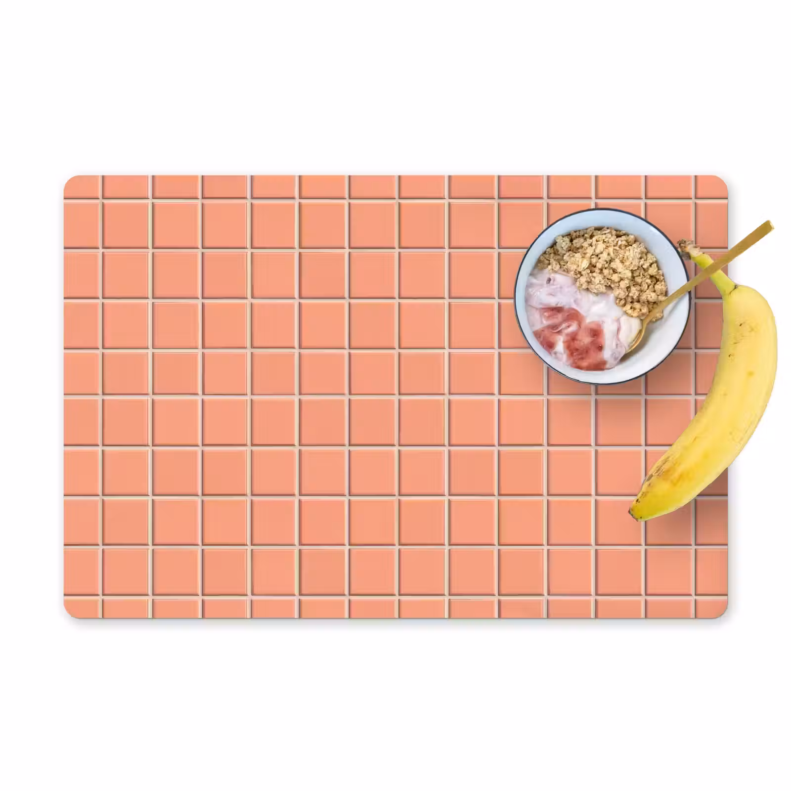 Placemat - 6 stuks - Patroon - Tegels - Perzik — 1