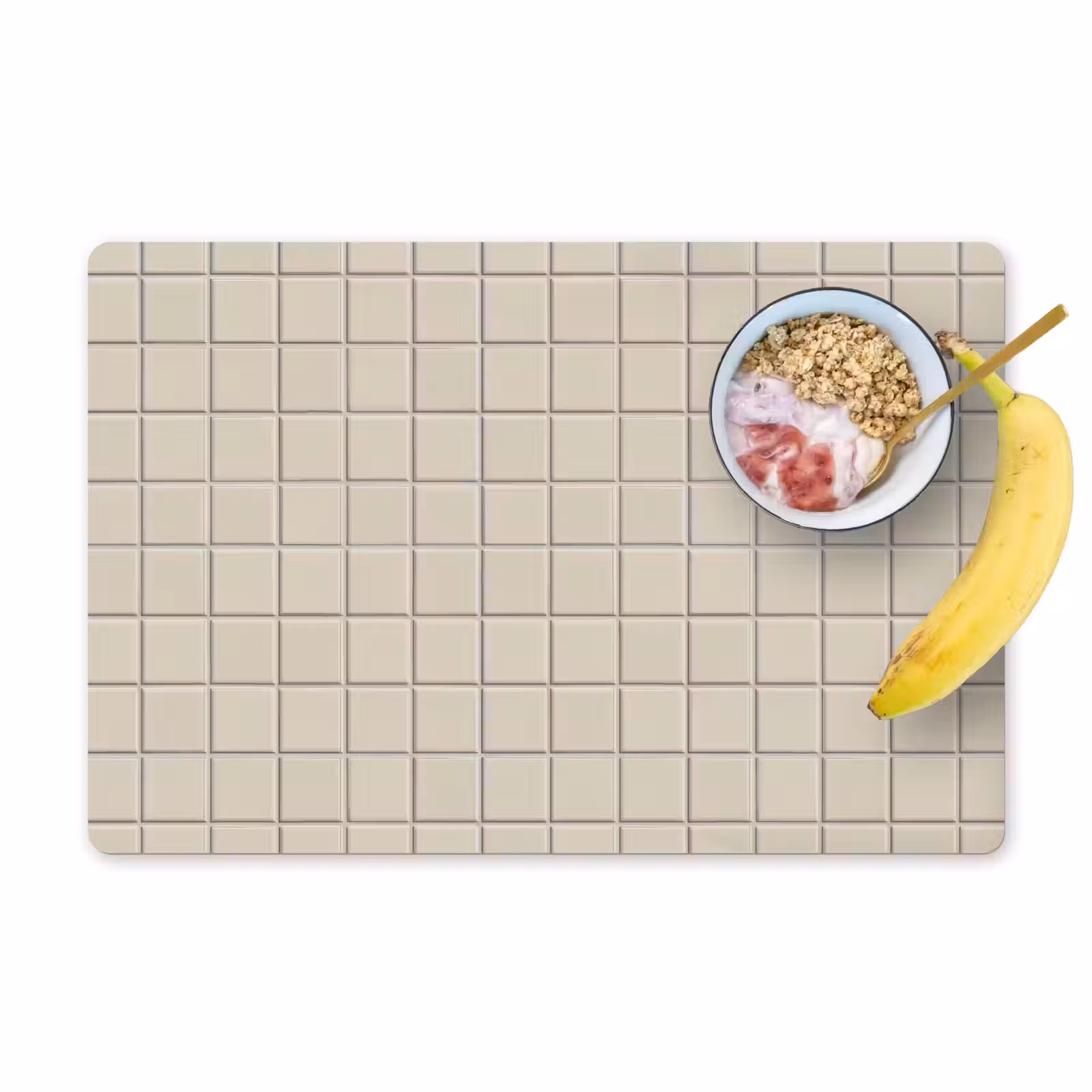 Placemat - 6 stuks - Patroon - Tegels - Taupe — 1