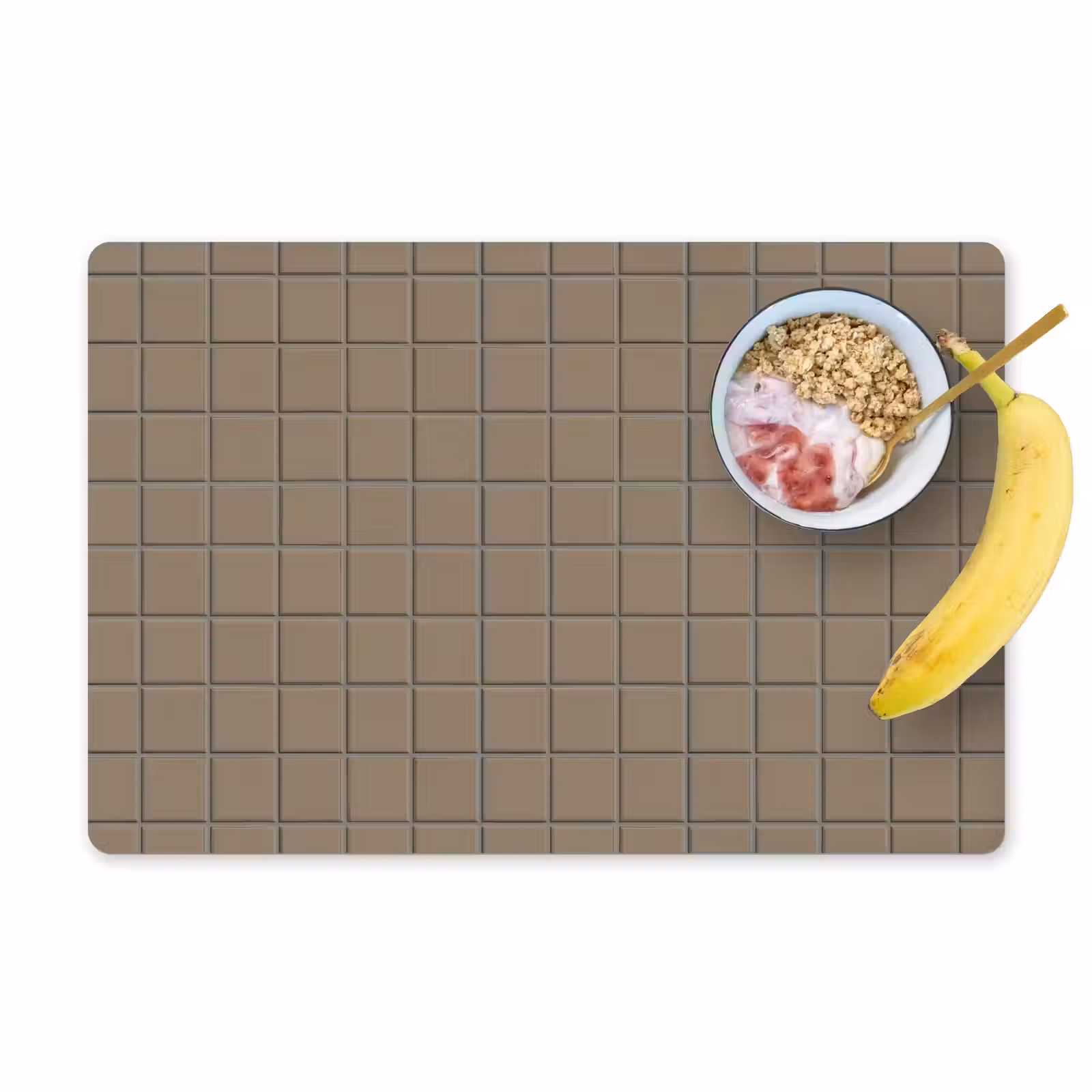 Placemat - 6 stuks - Tegel - Patroon - Taupe — 1