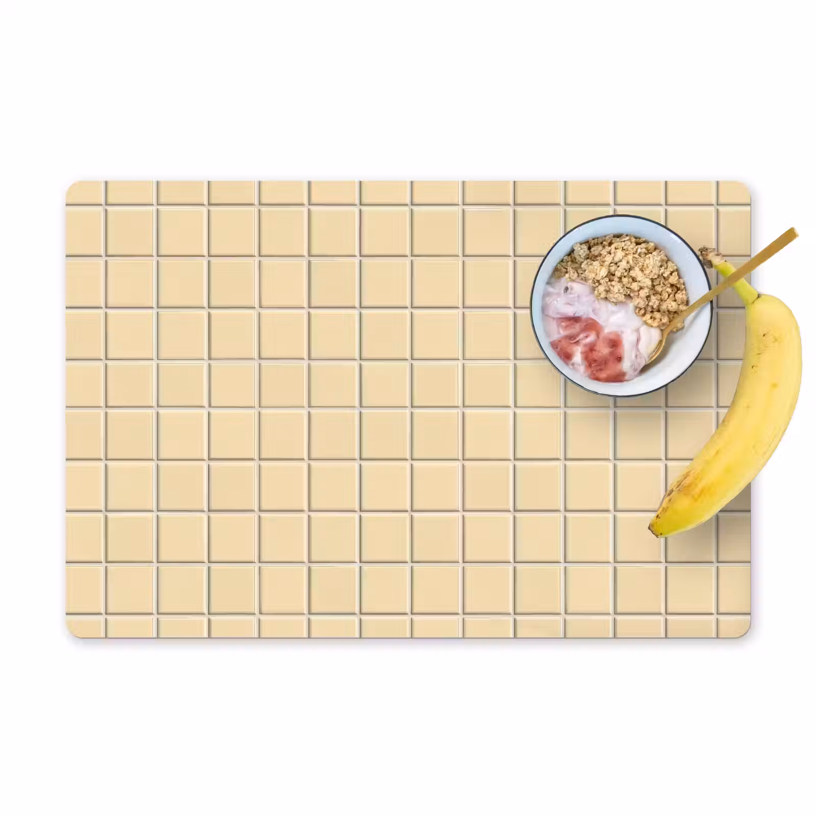 Placemat - 6 stuks - Tegels - Patroon - Crème — 1
