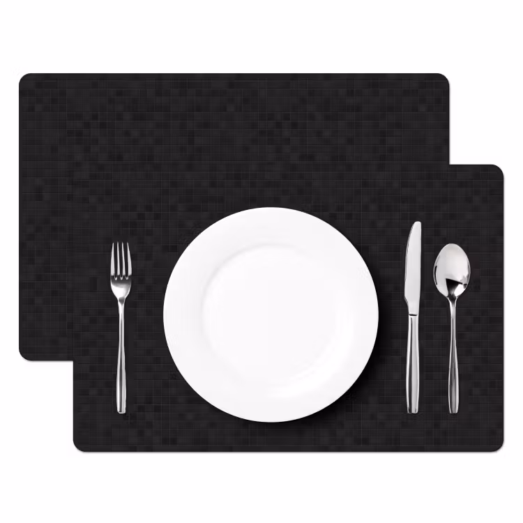Placemat - 6 stuks - Mozaïek - Patroon - Antraciet - Zwart — 2