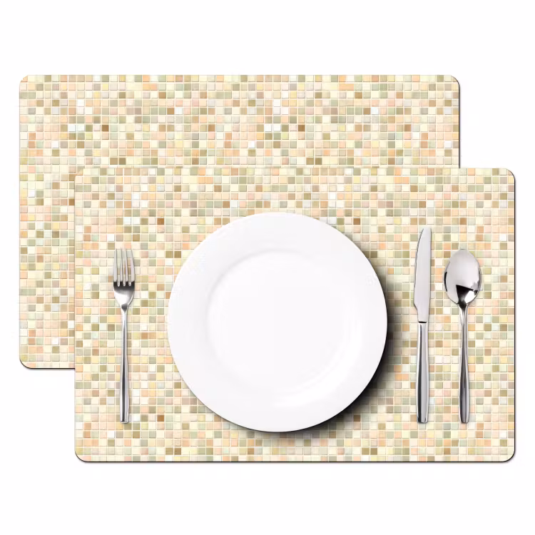 Placemat - 6 stuks - Mozaïek - Patroon - Beige — 2