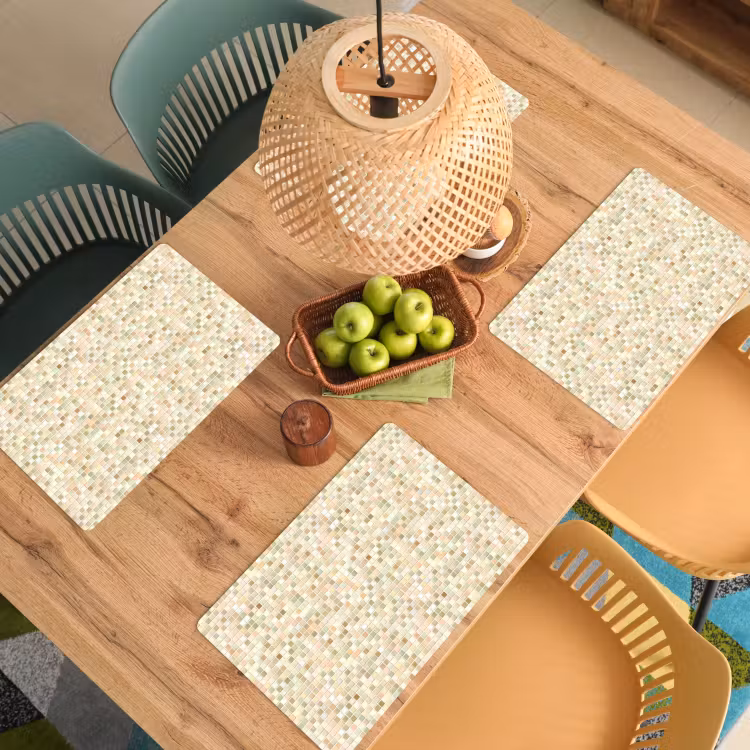 Placemat - 6 stuks - Mozaïek - Patroon - Beige — 6