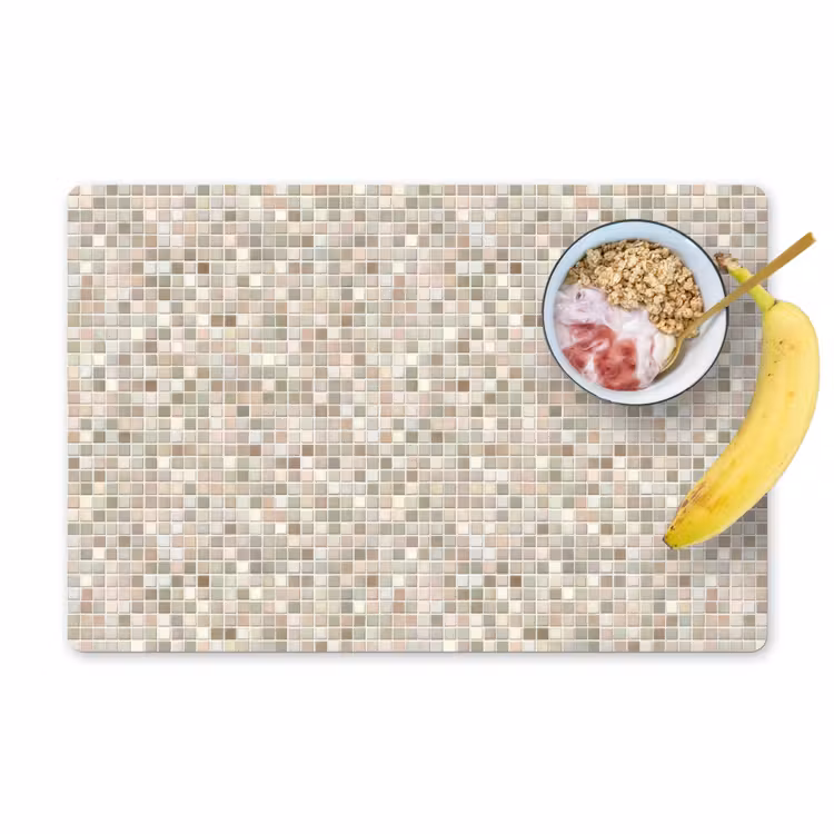 Placemat - 6 stuks - Mozaïek - Patroon- Taupe — 1