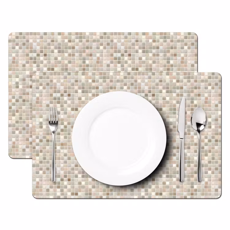 Placemat - 6 stuks - Mozaïek - Patroon- Taupe — 2