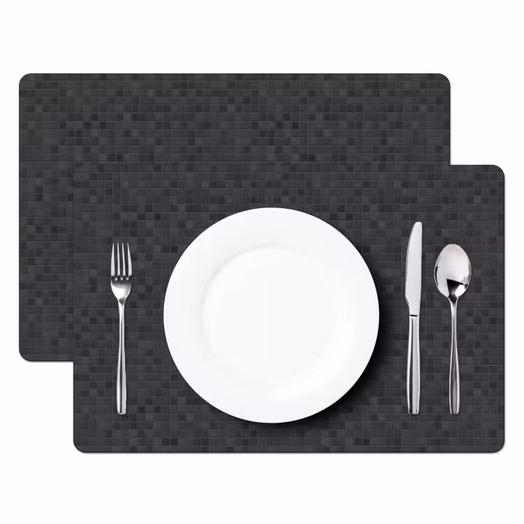 Placemat - 6 stuks - Mozaïek - Patroon - Zwart — 2