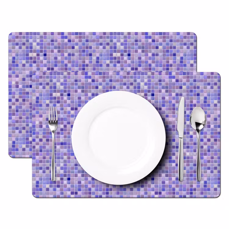 Placemat - 6 stuks - Mozaïek - Tegels - Lila - Amethist — 2