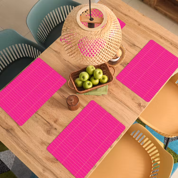 Placemat - 6 stuks - Patroon - Tegel - Magenta - Roze — 6