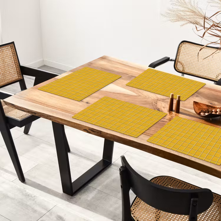 Placemat - 6 stuks - Patroon - Tegel - Okergeel — 5
