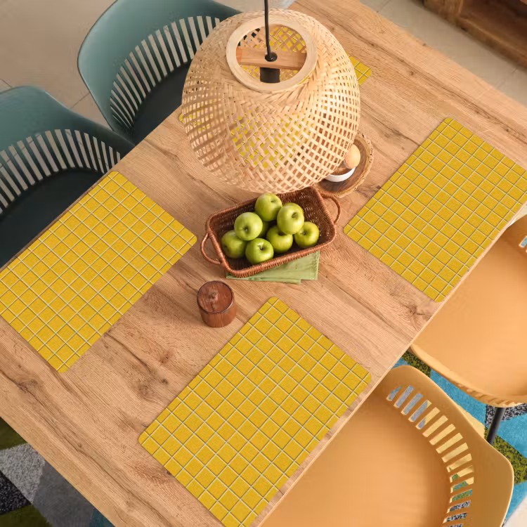 Placemat - 6 stuks - Patroon - Tegel - Okergeel — 6
