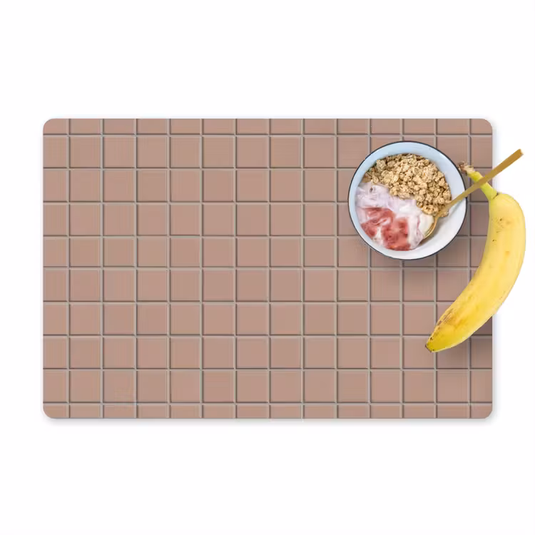 Placemat - 6 stuks - Patroon - Tegel - Oudroze — 1