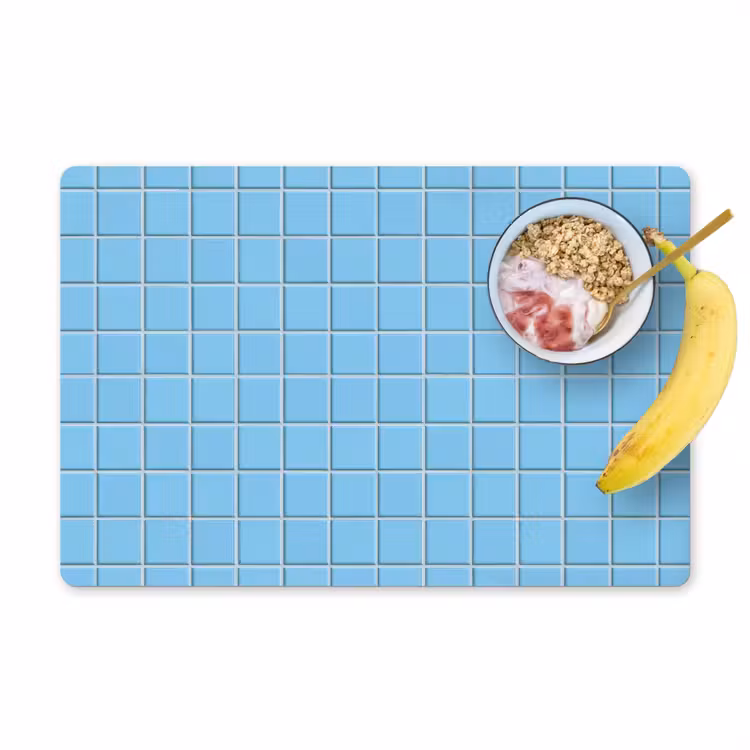 Placemat - 6 stuks - Patroon - Tegel - Pastel - Blauw — 1