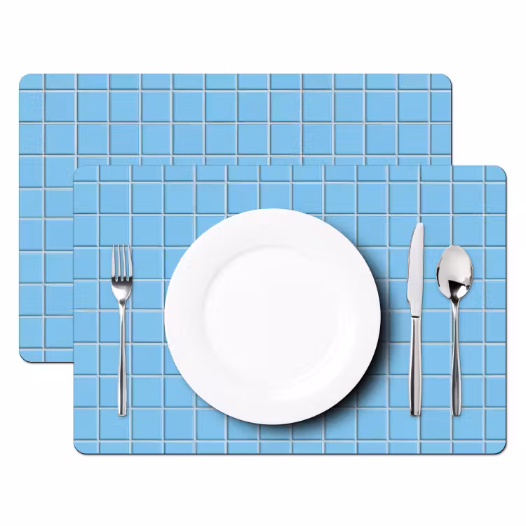 Placemat - 6 stuks - Patroon - Tegel - Pastel - Blauw — 2