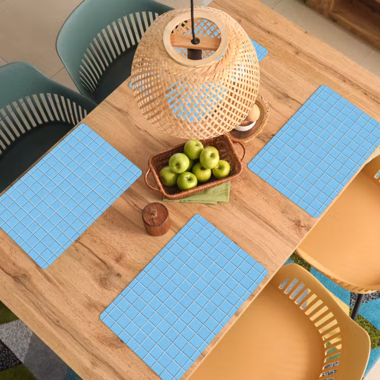 Placemat - 6 stuks - Patroon - Tegel - Pastel - Blauw — 6